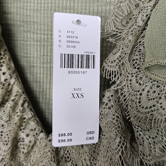 Olive Green By Anthropologie Ruffled Lace Frilly Cardigan Top XXS - Picture 8 of 9
